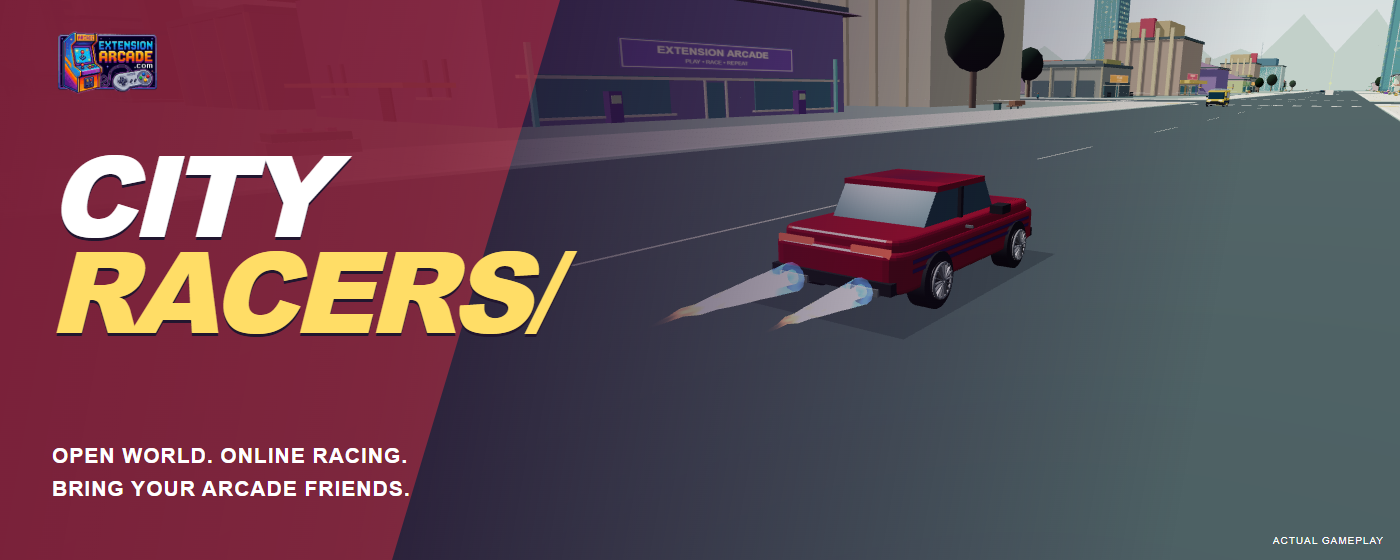 City Racers gameplay showing a customised red car with boost flames